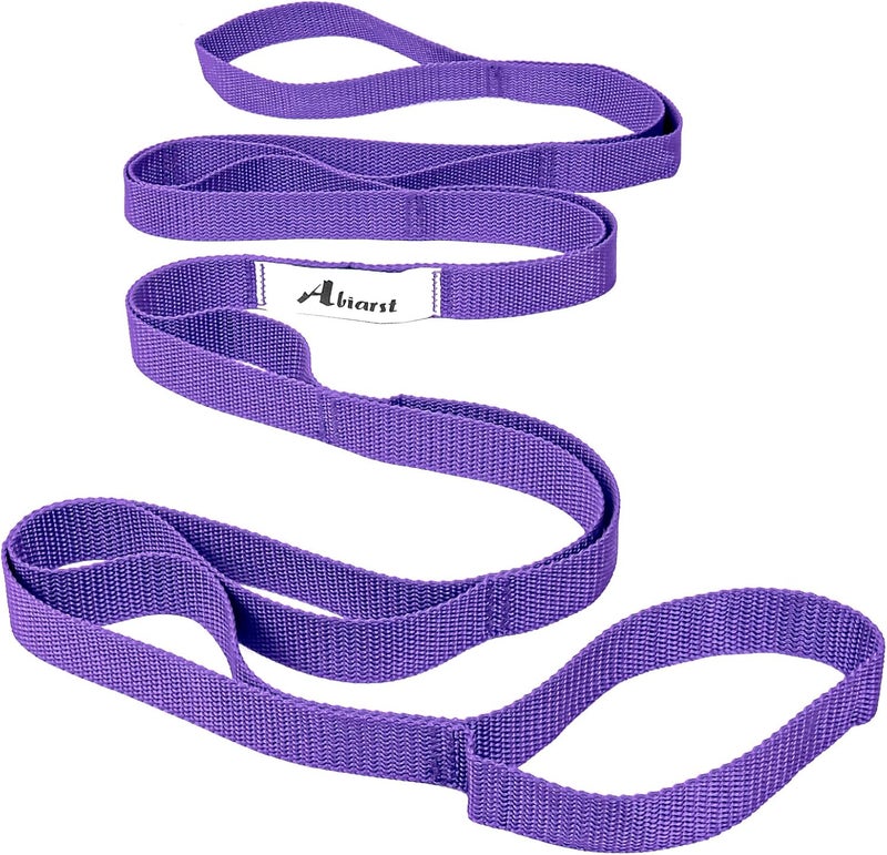Abiarst Stretching Strap Yoga Straps for Physical Therapy, 10 Loops Non-Elastic Stretch Band for Pilates, Flexibility, Exercise and Gymnastics - Image 1